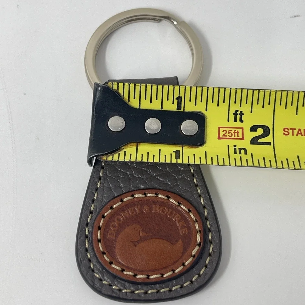 Rare VTG Dooney & Bourke 1990s Key Ring Fob Taupe Brown Leather Duck‎ Seal